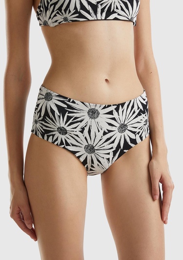  Kadın Beyaz Mix Tamamı Desenli Yüksek Bel Klasik Kesim Bikini Altı