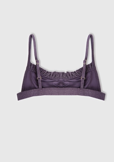  Kız Çocuk Mor Mix Tek Renk Ayarlanabilir Askılı Fırfırlı Bikini