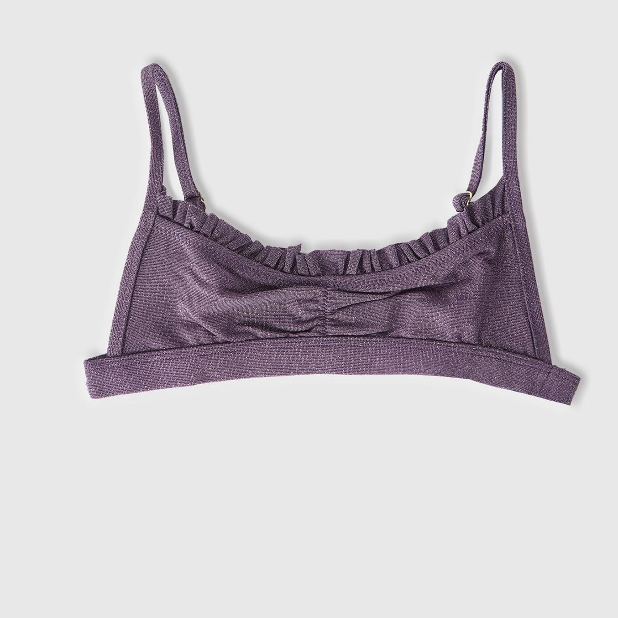 Kız Çocuk Mor Mix Tek Renk Ayarlanabilir Askılı Fırfırlı Bikini