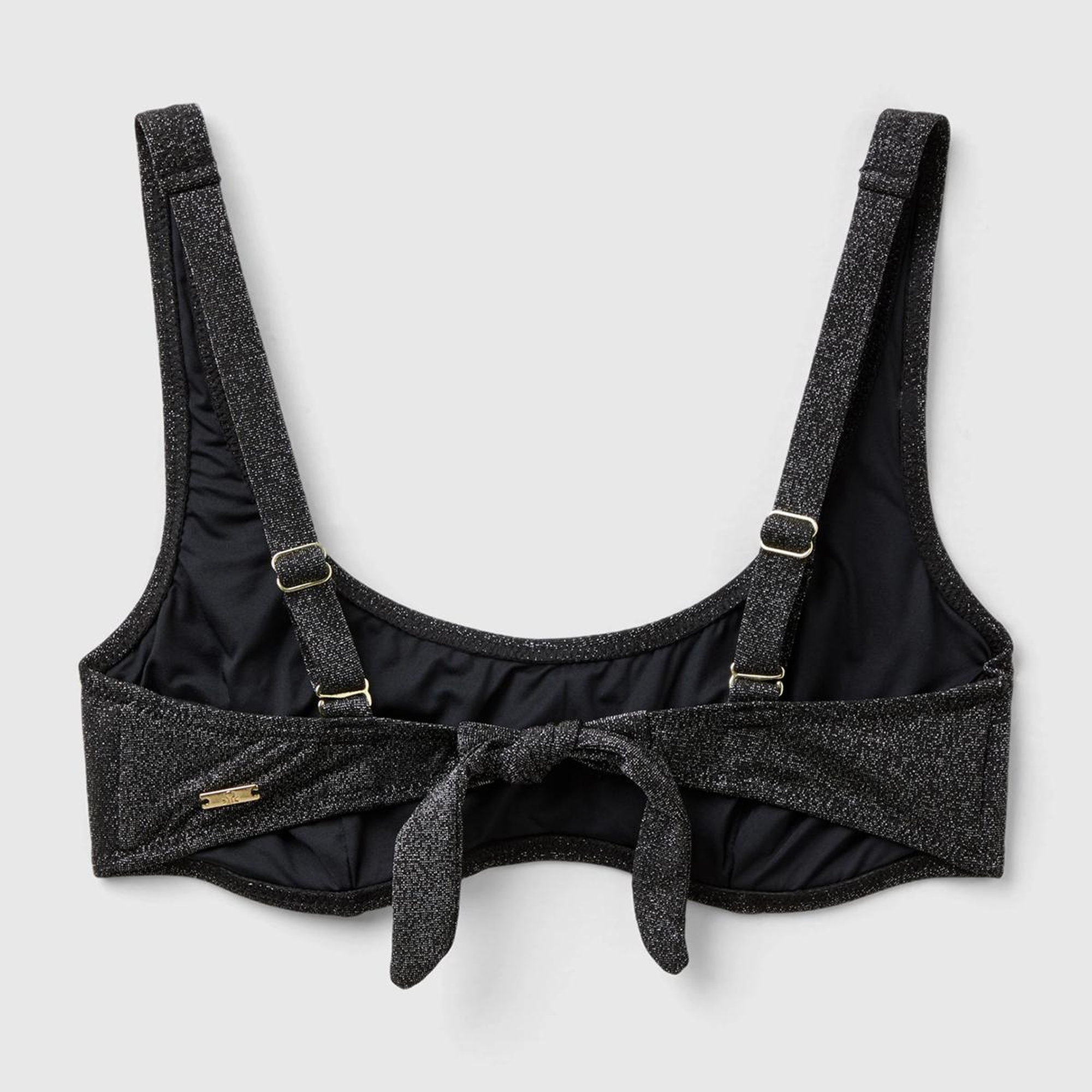 Kadın Siyah Kenarı Logo İşlemeli Ayarlanabilir Askılı Bikini Üstü