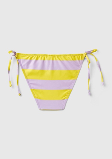  Kadın Sarı Mix Renk Bloklu Kenardan Bağlamalı Brezilya Model Bikini Altı