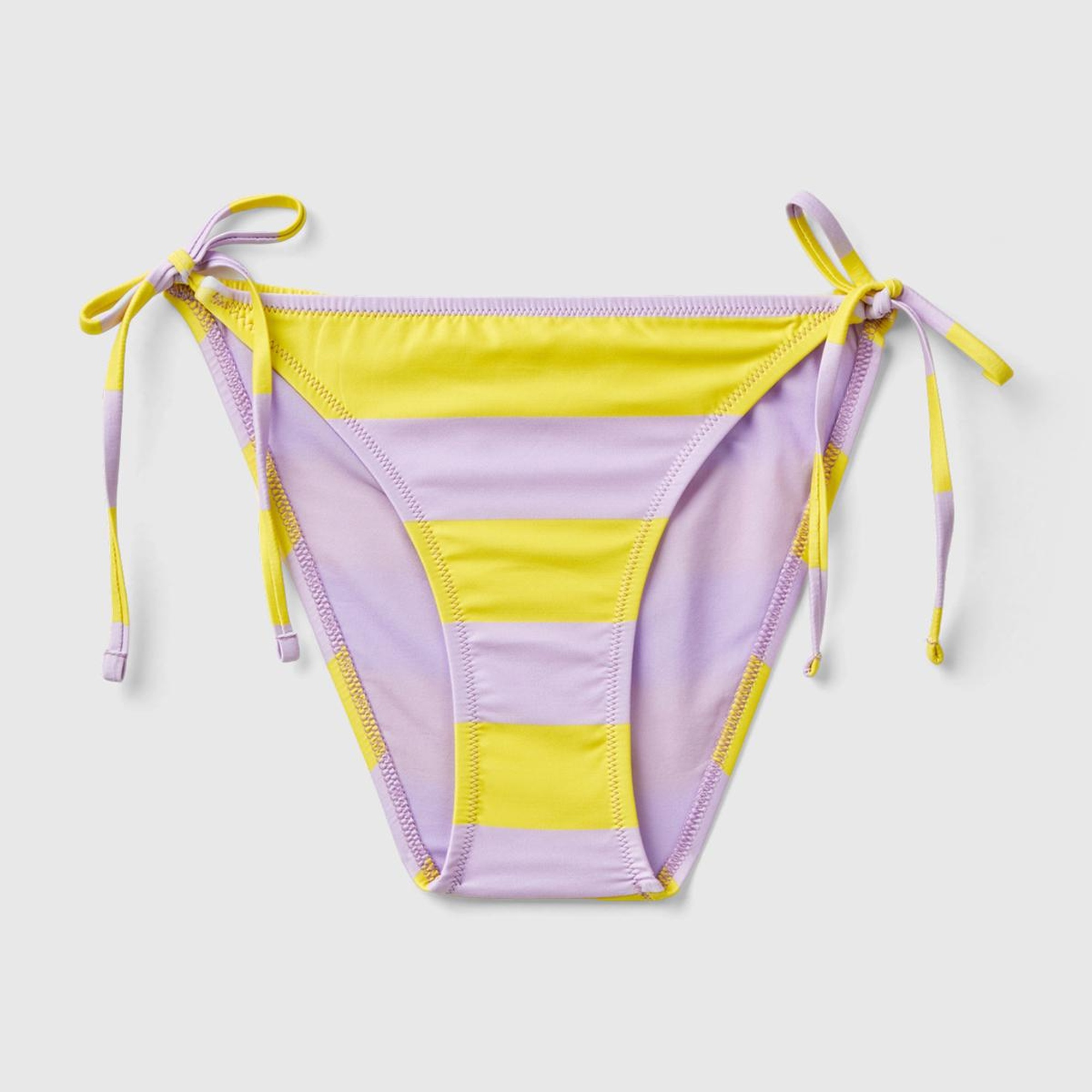 Kadın Sarı Mix Renk Bloklu Kenardan Bağlamalı Brezilya Model Bikini Altı