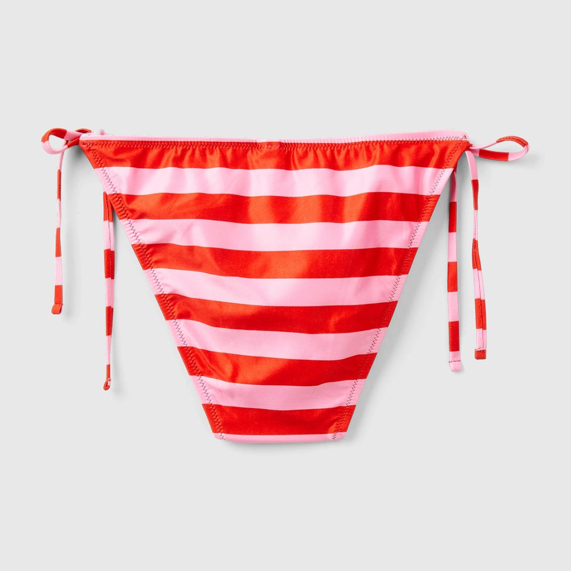 Kadın Kırmızı Mix Renk Bloklu Kenardan Bağlamalı Brezilya Model Bikini Altı