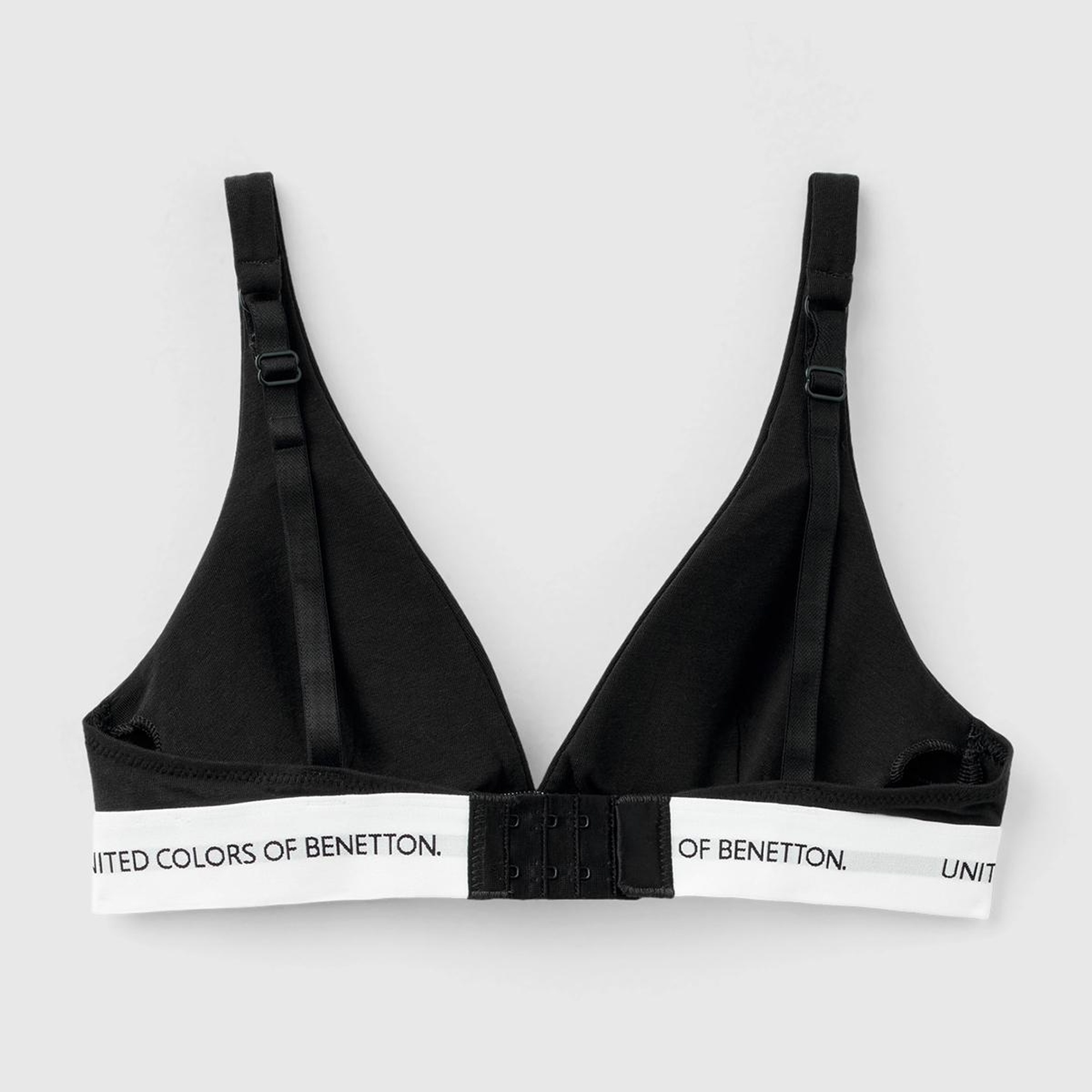 Kadın Siyah Pamuk Karışımlı Göğüs Altı Parlak Logo Baskılı Üçgen Sütyen