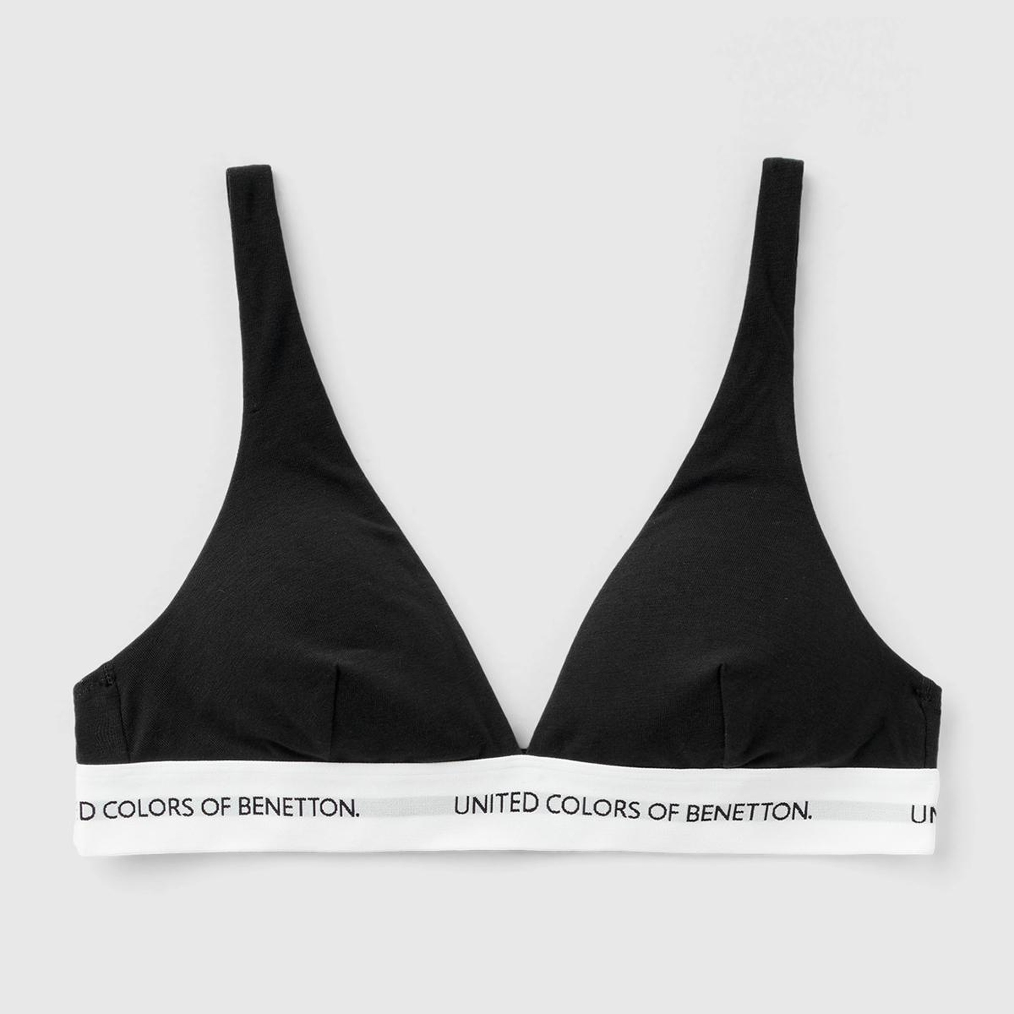 Kadın Siyah Pamuk Karışımlı Göğüs Altı Parlak Logo Baskılı Üçgen Sütyen