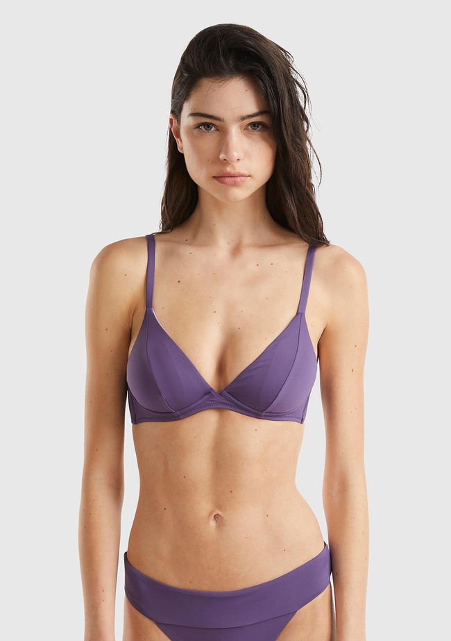  Kadın Mor Mix Arkadan Bağlamalı Destekli Bikini Üstü