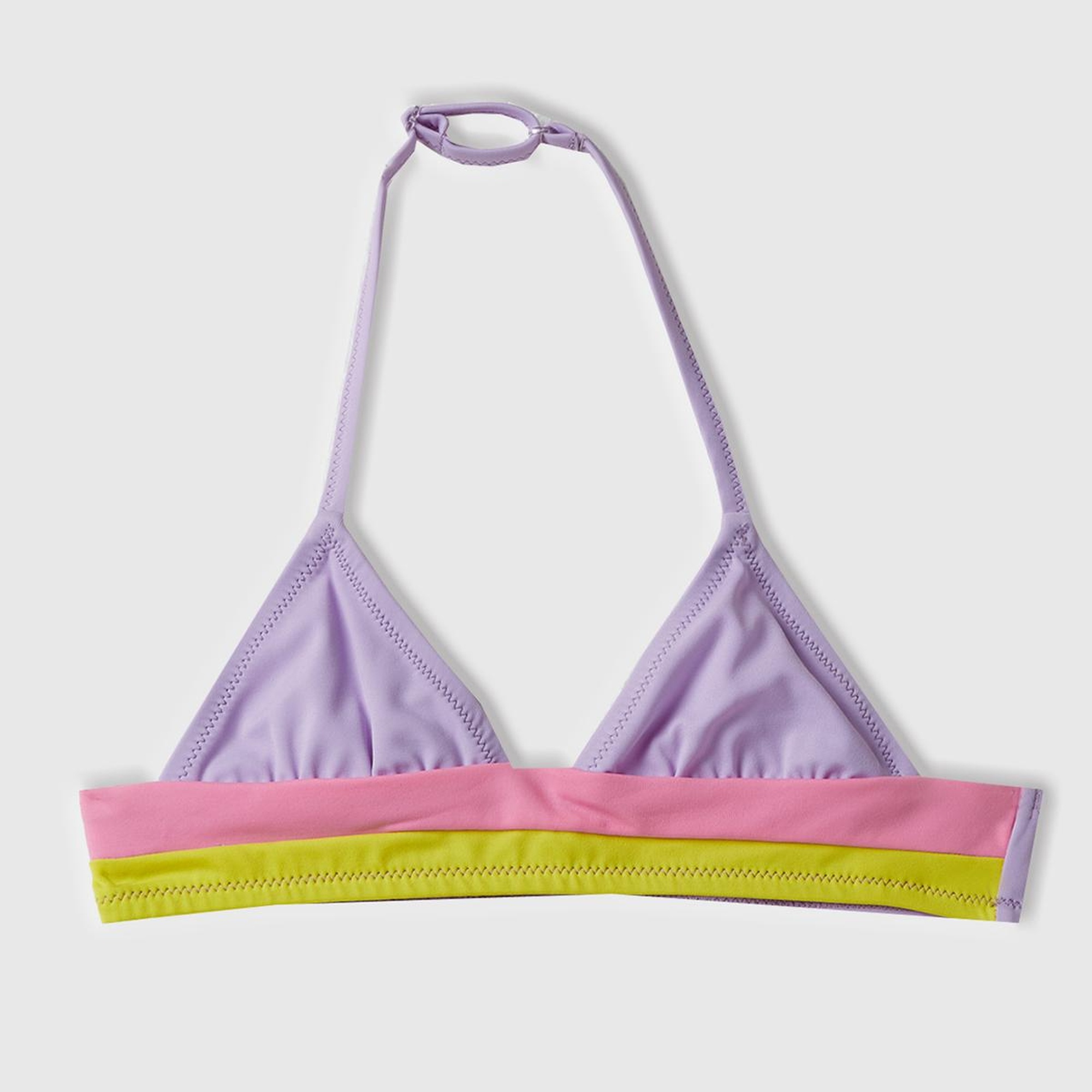 Kız Çocuk Lila Mix Renk Bloklu Üçgen Kesim Bikini Takımı