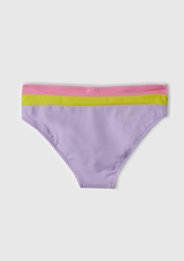  Kız Çocuk Lila Mix Renk Bloklu Üçgen Kesim Bikini Takımı