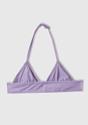  Kız Çocuk Lila Mix Renk Bloklu Üçgen Kesim Bikini Takımı