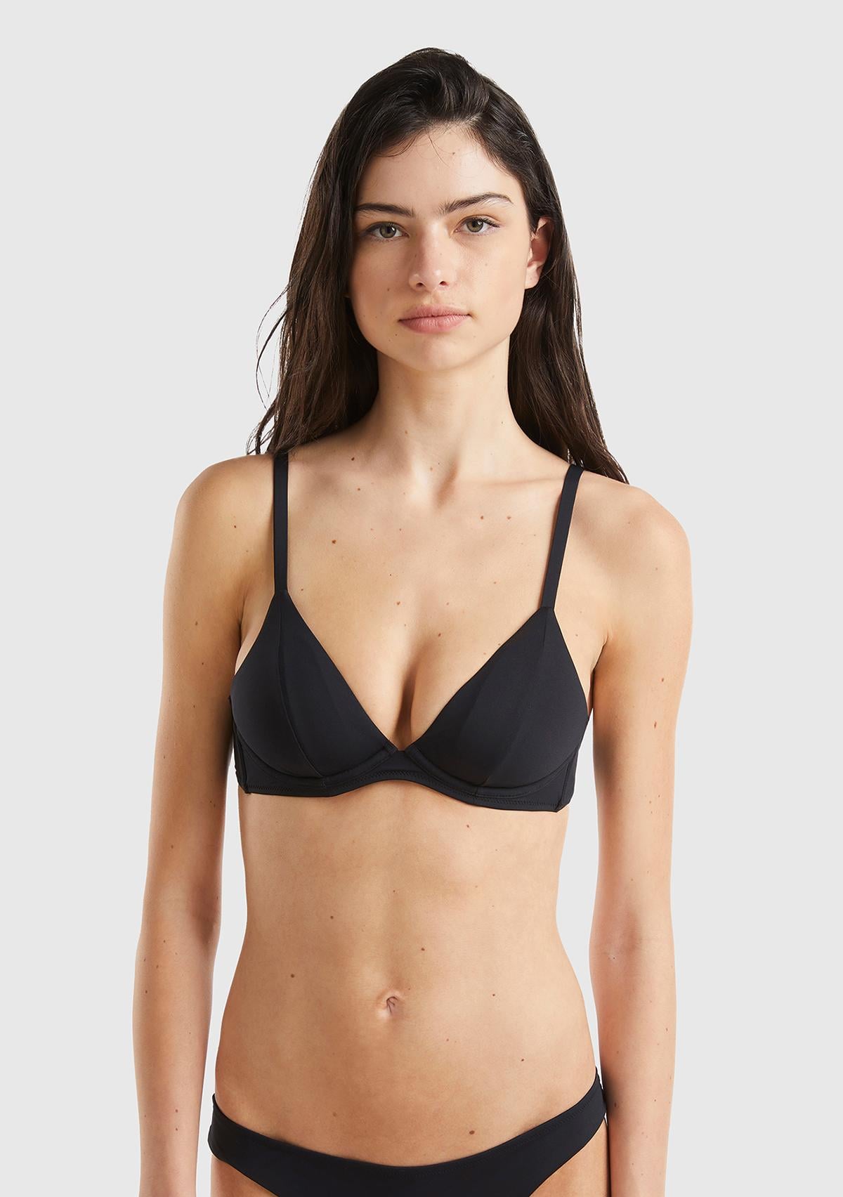  Kadın Siyah Arkadan Bağlamalı Destekli Bikini Üstü