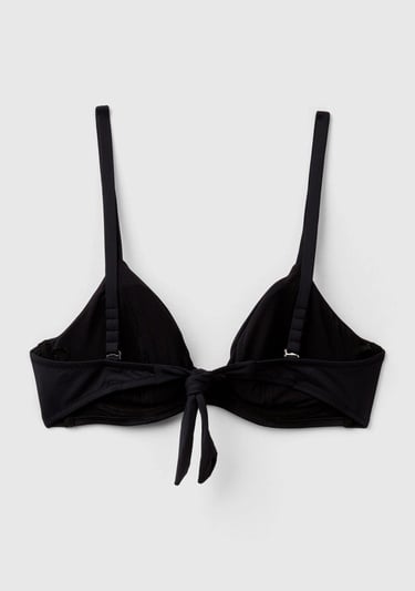  Kadın Siyah Arkadan Bağlamalı Destekli Bikini Üstü