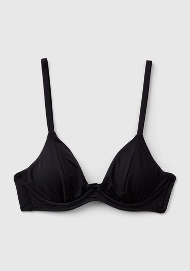  Kadın Siyah Arkadan Bağlamalı Destekli Bikini Üstü