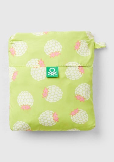  Erkek Çocuk Neon Yeşil Tamamı Desenli Cep Detaylı Beli Büzgülü Kısa Deniz Şortu