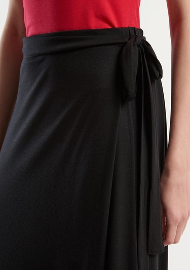  Kadın Siyah Pamuk Karışımlı Beli İpli Pareo