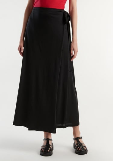  Kadın Siyah Pamuk Karışımlı Beli İpli Pareo