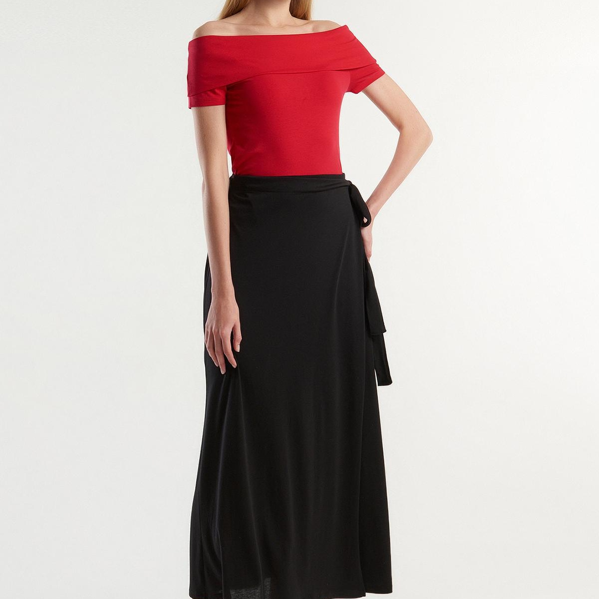 Kadın Siyah Pamuk Karışımlı Beli İpli Pareo