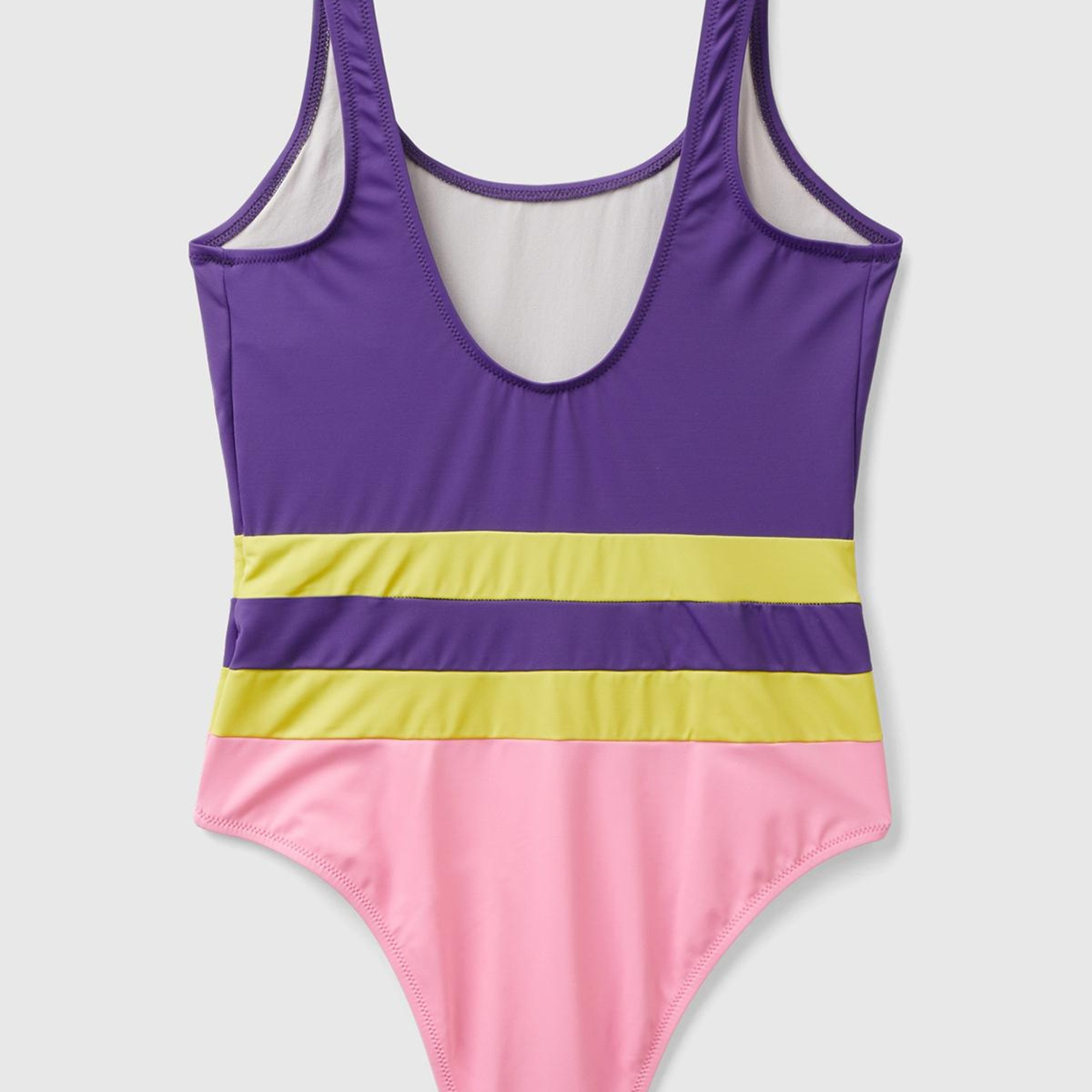 Kadın Mor Mix Çok Renkli Derin Sırt Dekolteli Mayo