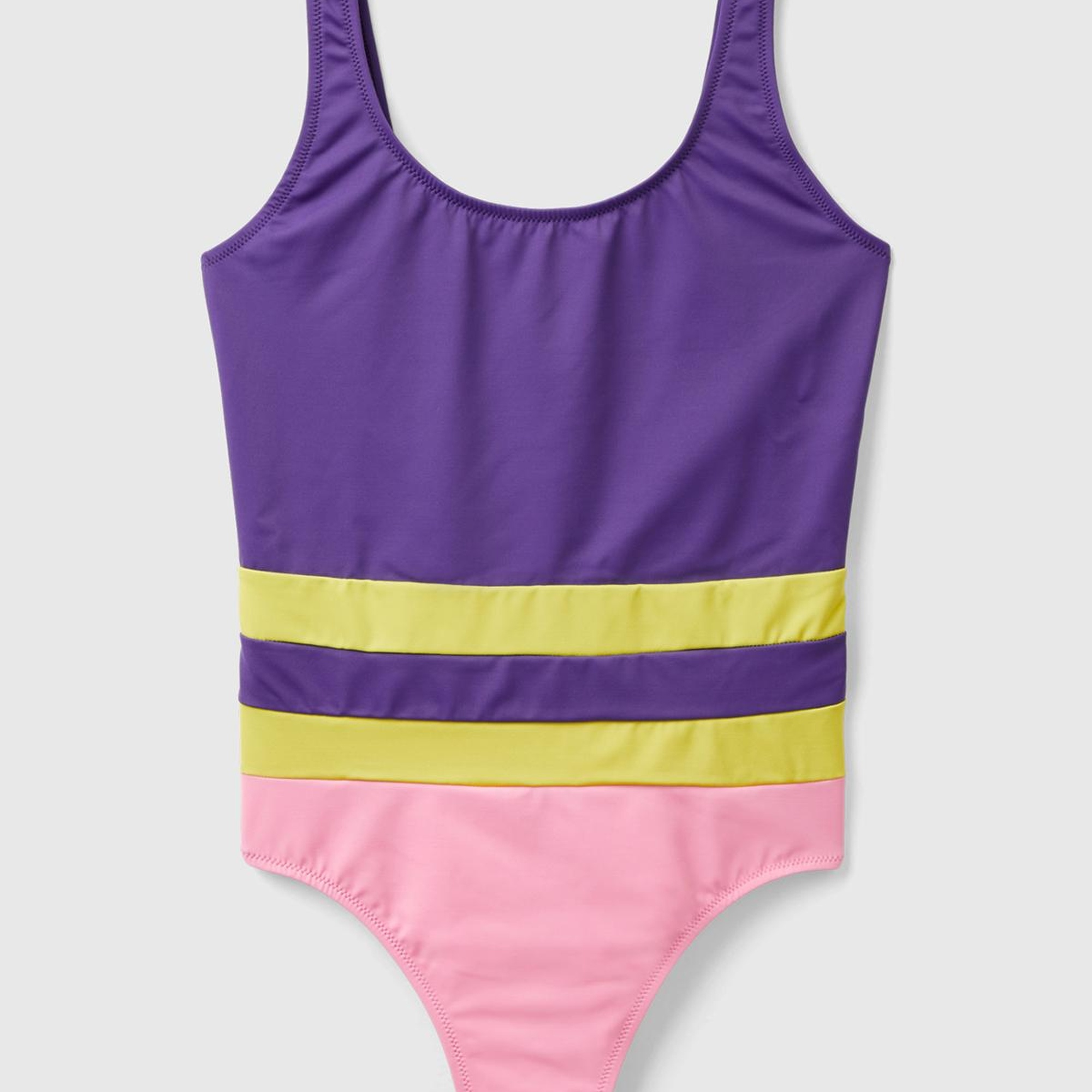 Kadın Mor Mix Çok Renkli Derin Sırt Dekolteli Mayo