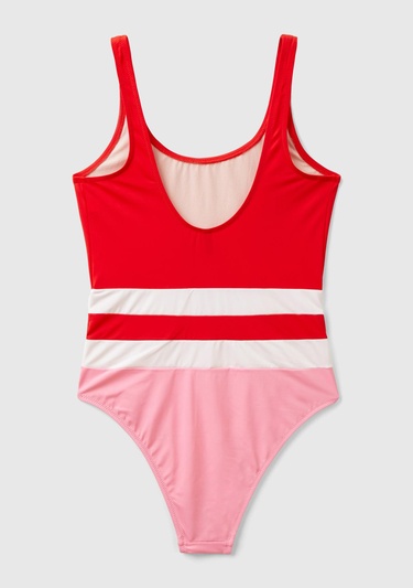  Kadın Kırmızı Mix Çok Renkli Derin Sırt Dekolteli Mayo