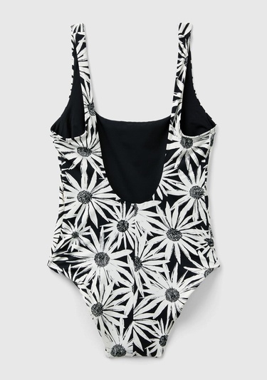  Kadın Beyaz Mix Tamamı Desenli Derin Sırt Dekolteli Brezilya Model Mayo