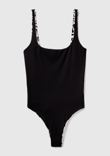  Kadın Beyaz Mix Tamamı Desenli Derin Sırt Dekolteli Brezilya Model Mayo