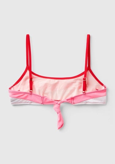  Kadın Kırmızı Mix Renk Bloklu Ayarlanabilir Askılı Bağlamalı Bikini Üstü