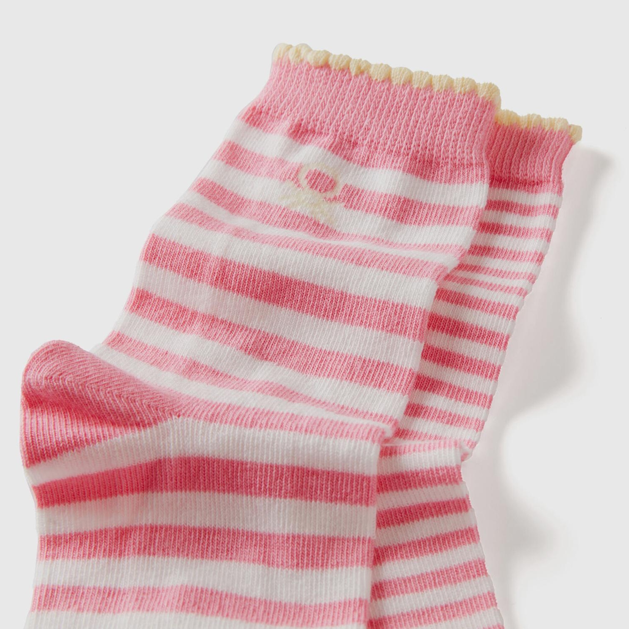 Erkek Çocuk Pembe Mix Üstü Logo İşlemeli Çizgili Soket Çorap