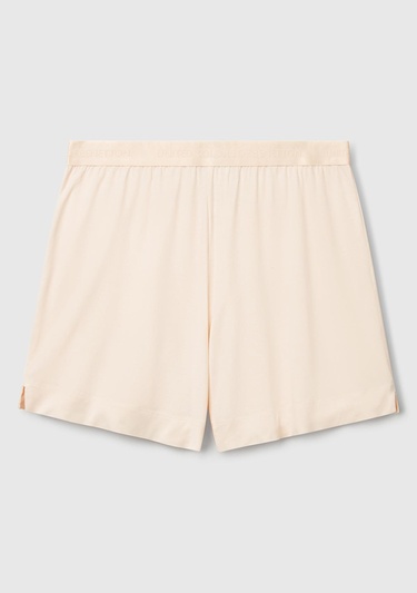 Kadın Ekru Beli Logo Bantlı Bermuda Şort