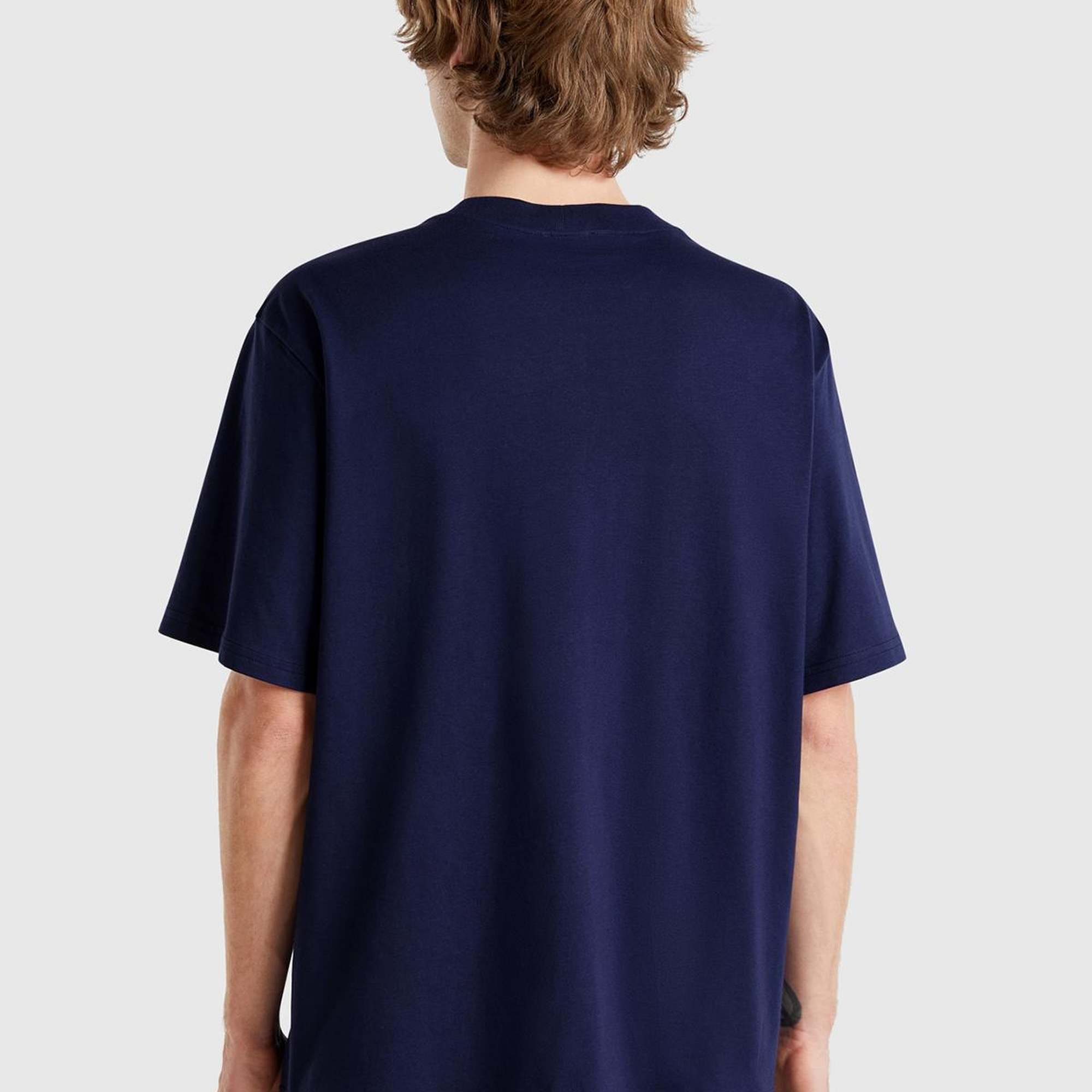 Erkek Lacivert %100 Koton Benetton Yazılı T-Shirt