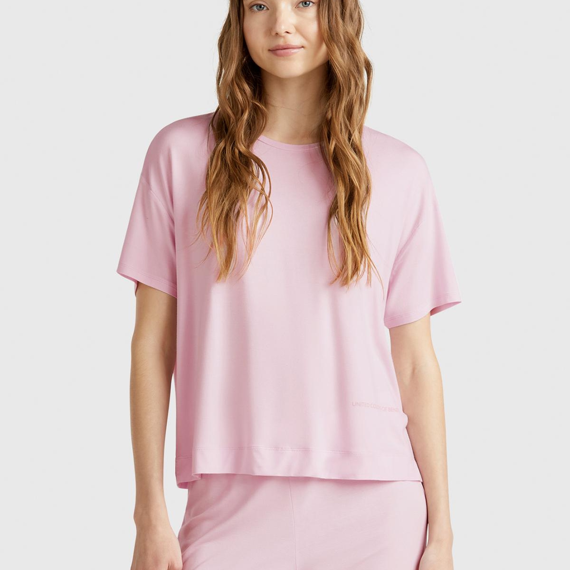 Kadın Beyaz Logo Baskılı Bisiklet Yaka T-Shirt