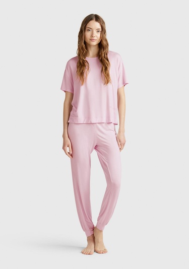  Kadın Beyaz Logo Baskılı Bisiklet Yaka T-Shirt