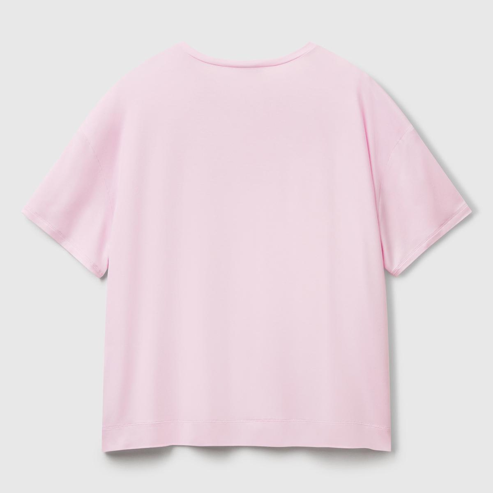 Kadın Beyaz Logo Baskılı Bisiklet Yaka T-Shirt