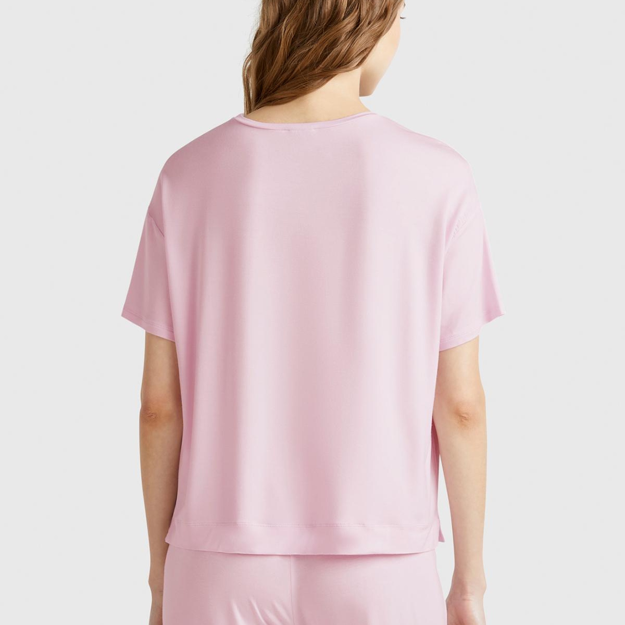 Kadın Beyaz Logo Baskılı Bisiklet Yaka T-Shirt