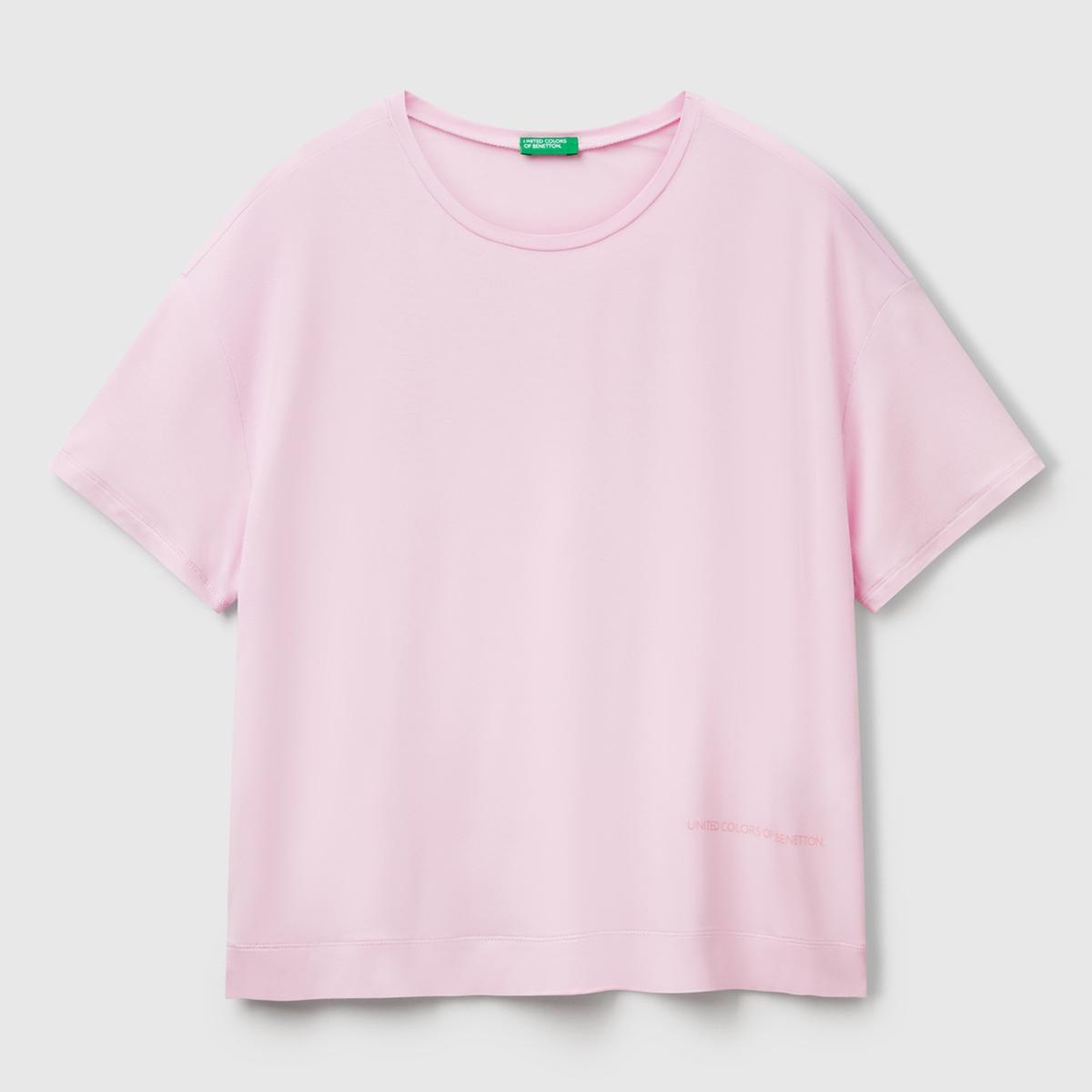 Kadın Beyaz Logo Baskılı Bisiklet Yaka T-Shirt