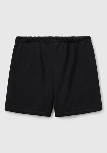  Kadın Siyah Pamuk Karışımlı Logo Bantlı İpli Yüksek Bel Bermuda Şort