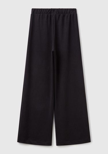  Kadın Siyah Logo Baskılı Beli Lastikli Bol Kesim Eşofman Altı