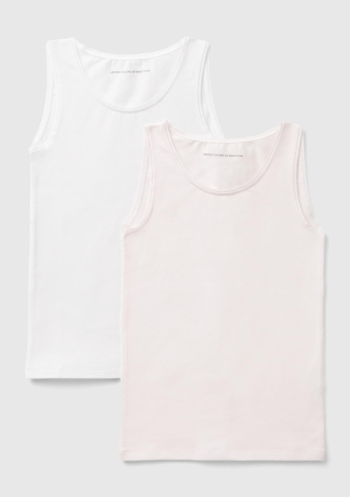  Kız Çocuk Pembe-Beyaz 2'li Atlet