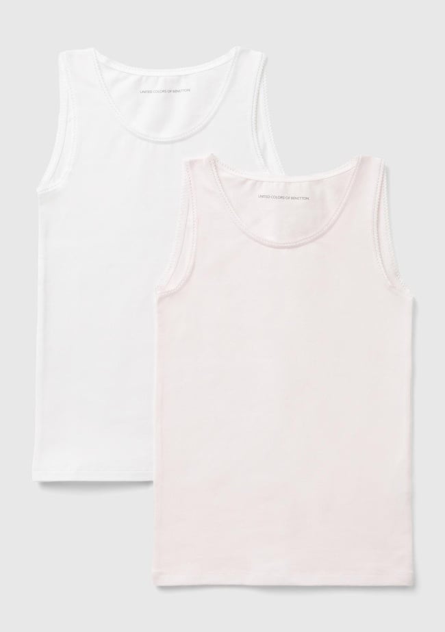  Kız Çocuk Pembe-Beyaz 2'li Atlet