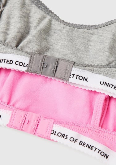  Kız Çocuk Pembe Logo Bantlı Ayarlanabilir Askılı 2'li Sütyen Seti