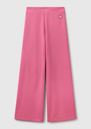  Kadın Pembe Logo Baskılı Beli Lastikli Bol Kesim Eşofman Altı