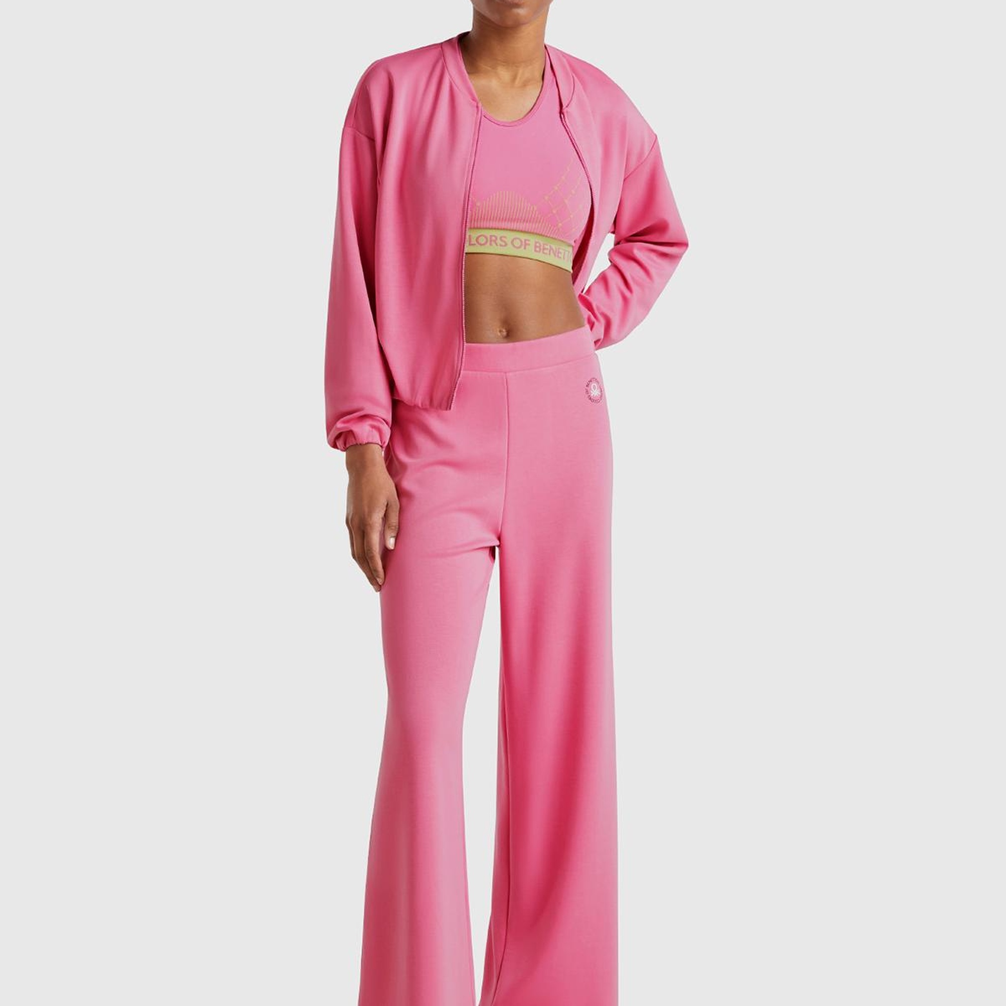 Kadın Pembe Logo Baskılı Beli Lastikli Bol Kesim Eşofman Altı