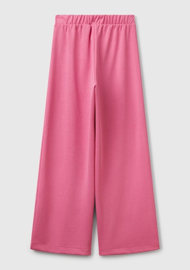  Kadın Pembe Logo Baskılı Beli Lastikli Bol Kesim Eşofman Altı