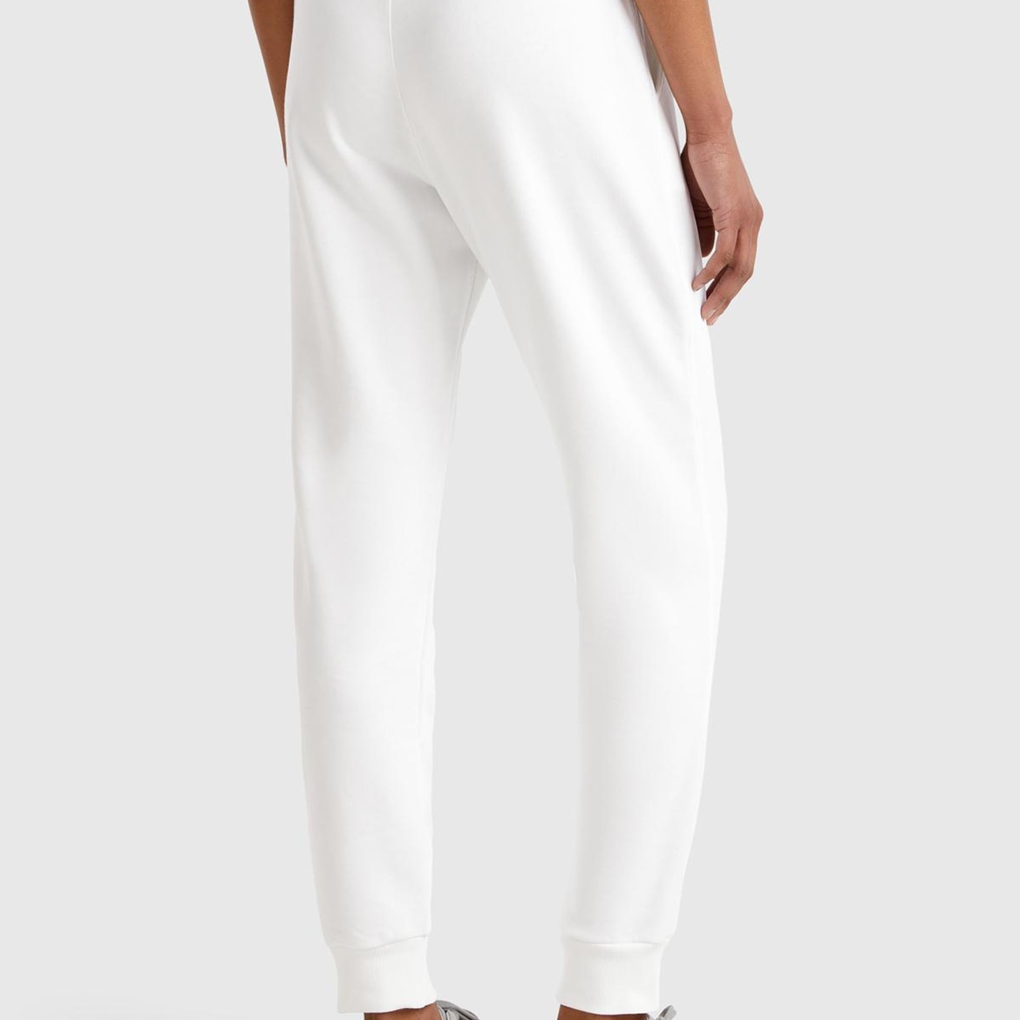 Kadın Beyaz Pamuk Karışımlı Logo Baskılı Beli Lastikli Jogger Eşofman Altı