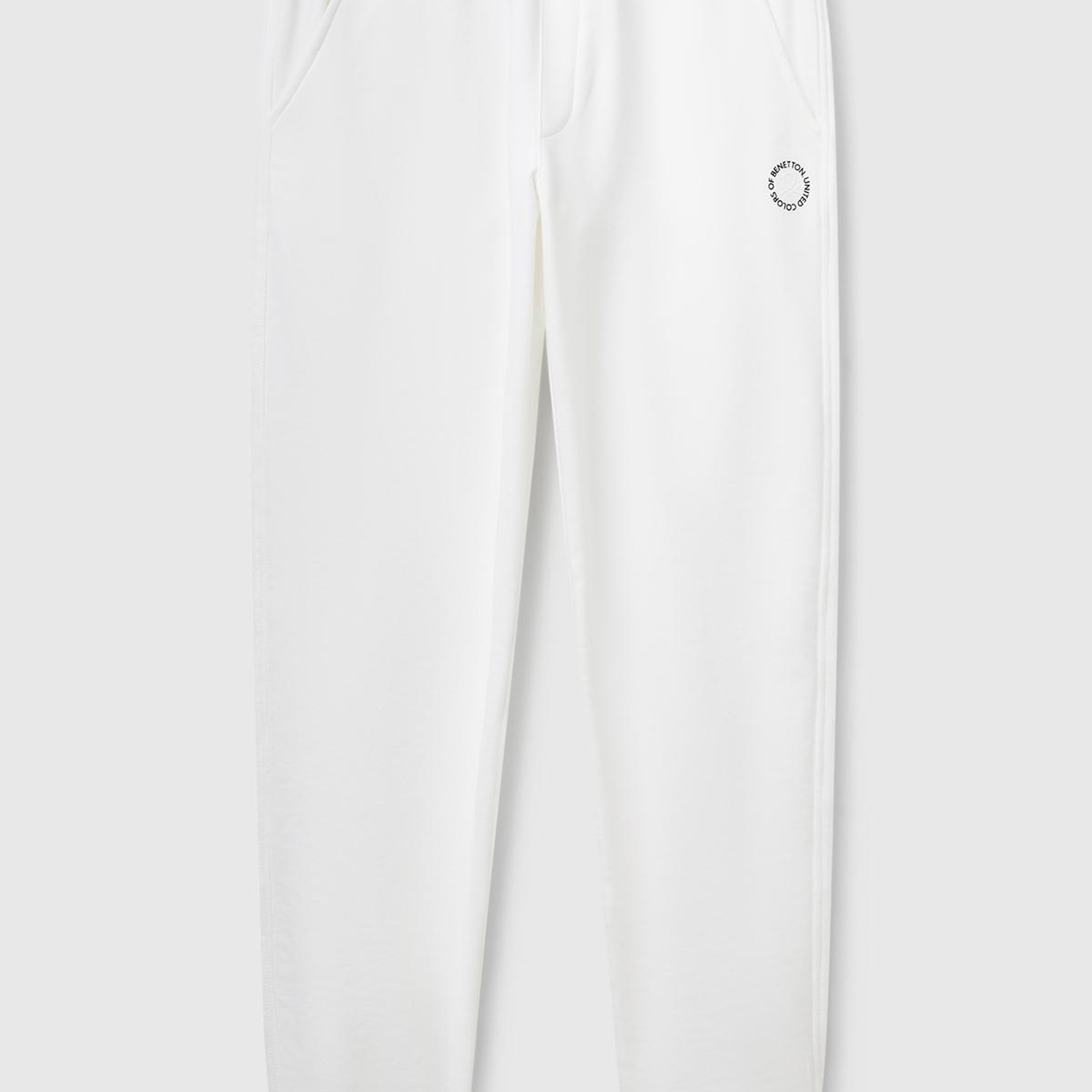 Kadın Beyaz Pamuk Karışımlı Logo Baskılı Beli Lastikli Jogger Eşofman Altı