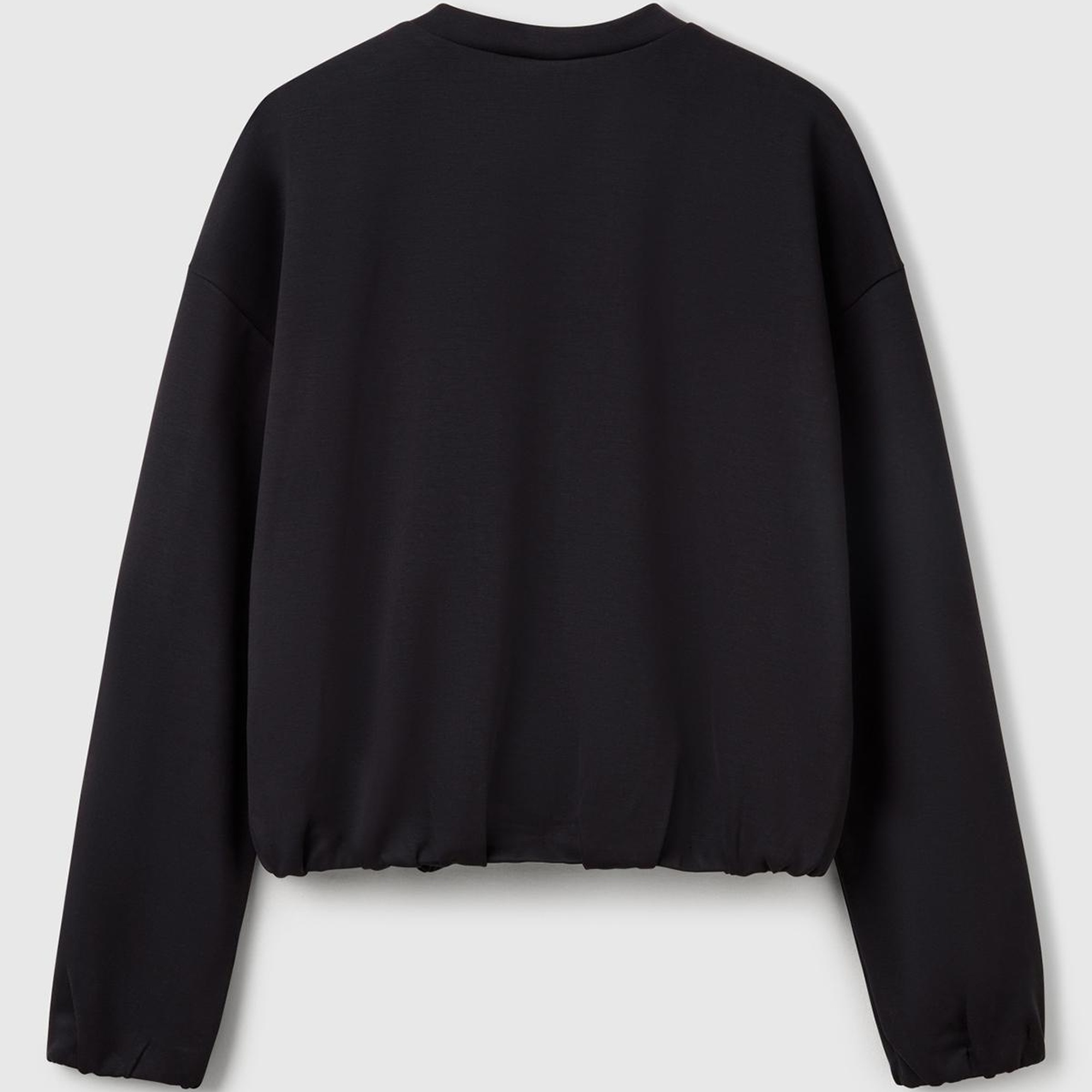 Kadın Siyah Logo Baskılı Önü Fermuarlı Beli Lastikli Sweatshirt