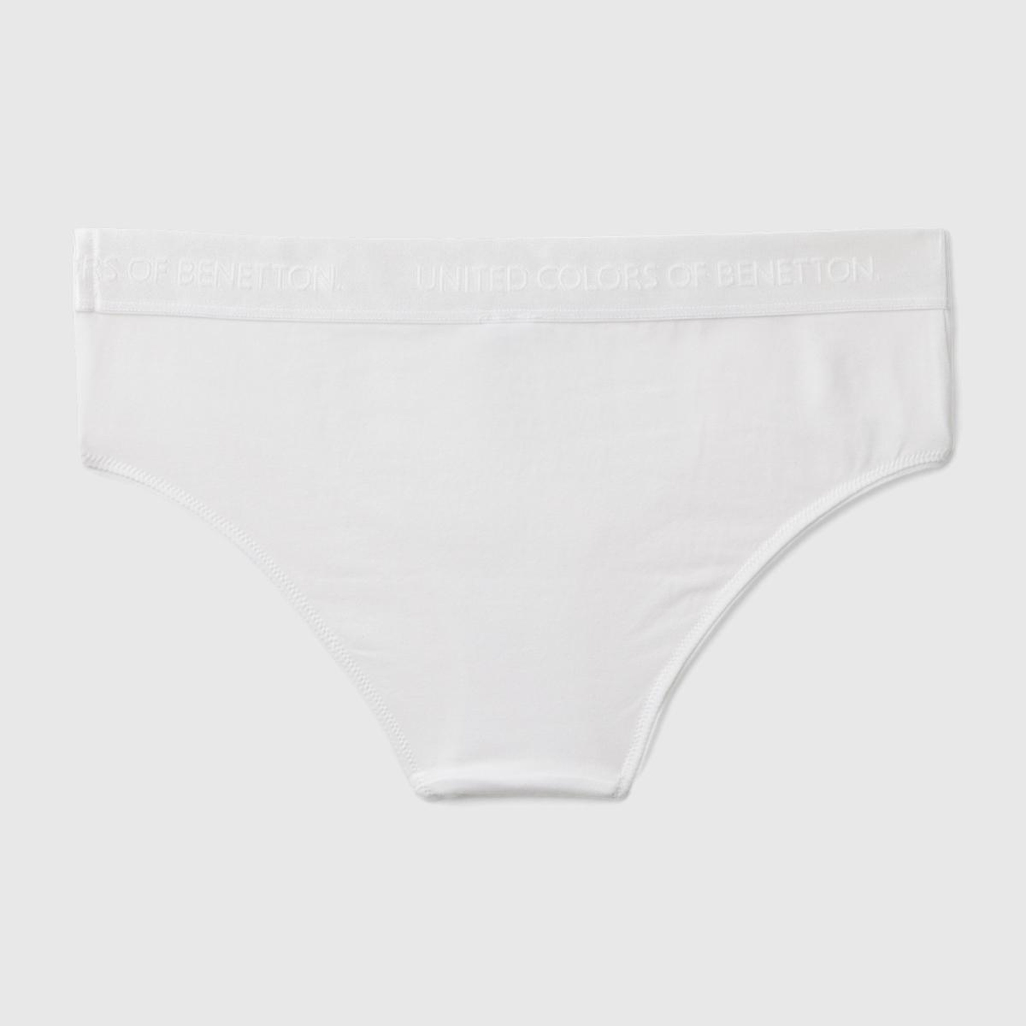 Kadın Beyaz Pamuk Karışımlı Bel Bandı Logolu Hipster Kesim Külot