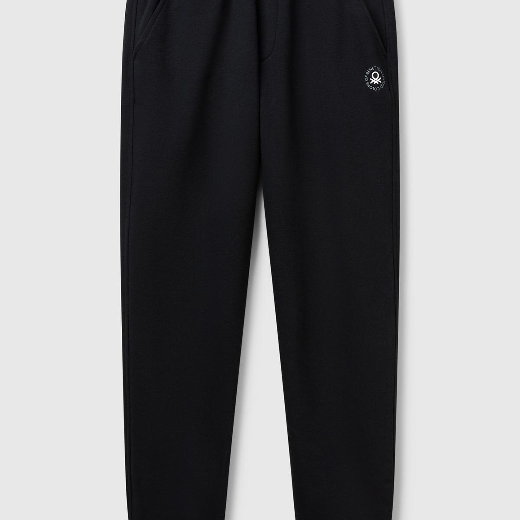 Kadın Siyah Pamuk Karışımlı Logo Baskılı Beli Lastikli Jogger Eşofman Altı