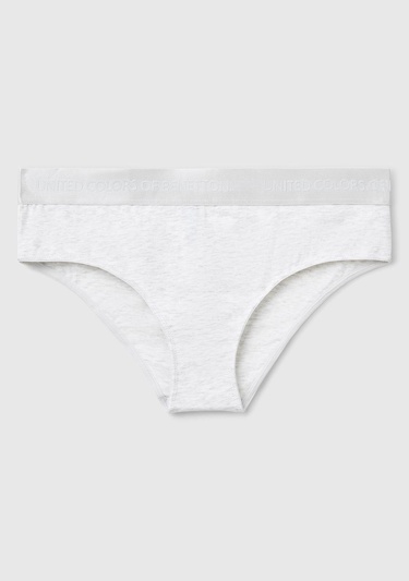  Kadın Gri Pamuk Karışımlı Bel Bandı Logolu Hipster Kesim Külot