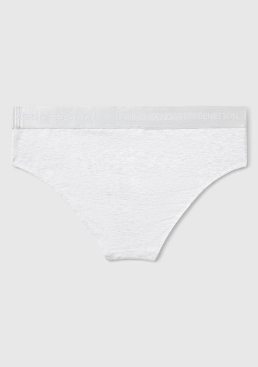  Kadın Gri Pamuk Karışımlı Bel Bandı Logolu Hipster Kesim Külot