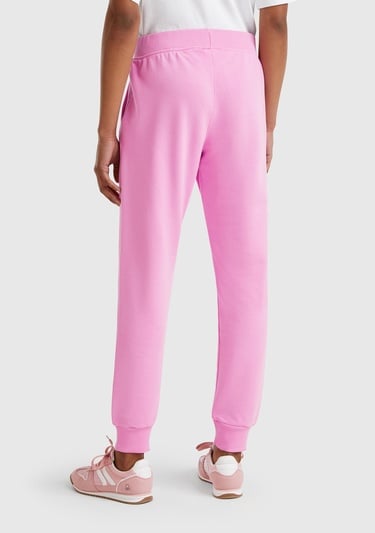  Kadın Pembe Pamuk Karışımlı Logo Baskılı Beli Lastikli Jogger Eşofman Altı